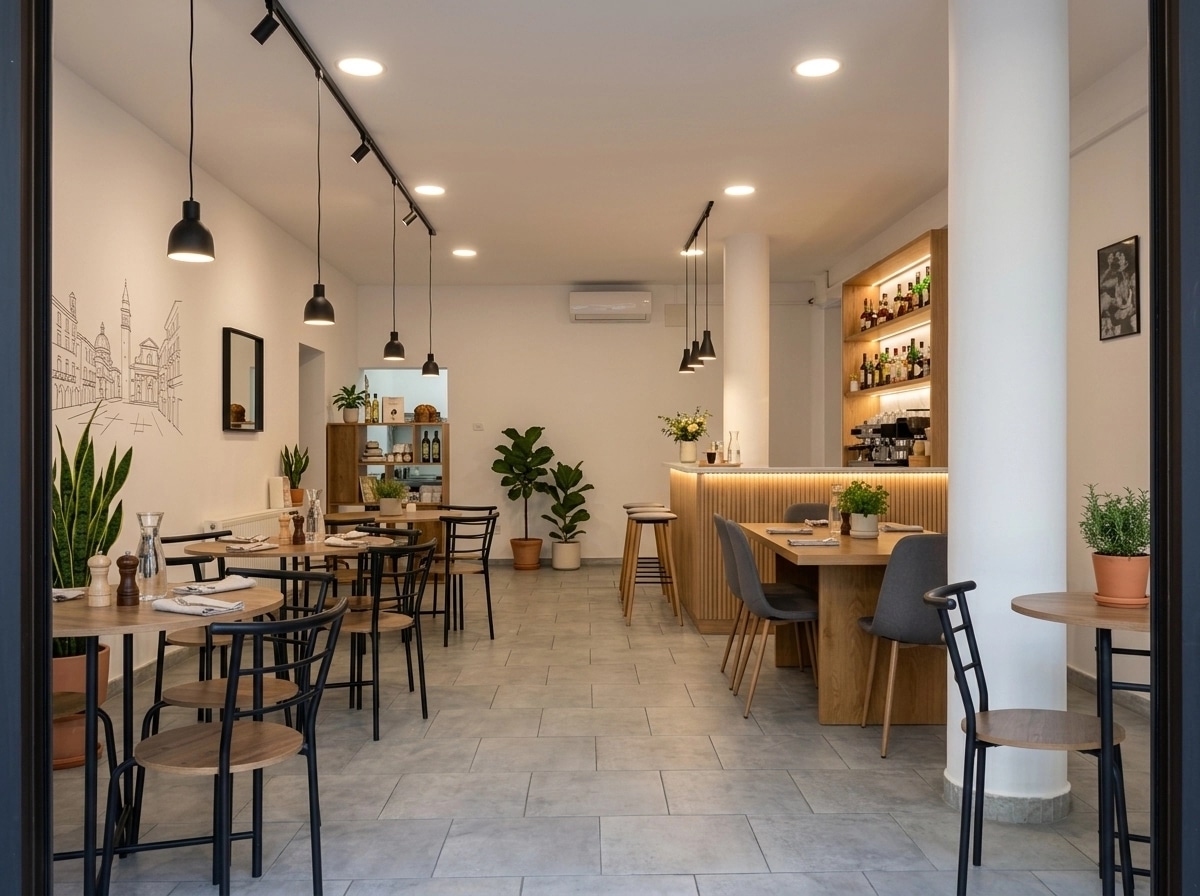 Interior design in Scandinavian style — restaurant by GenRoom AI