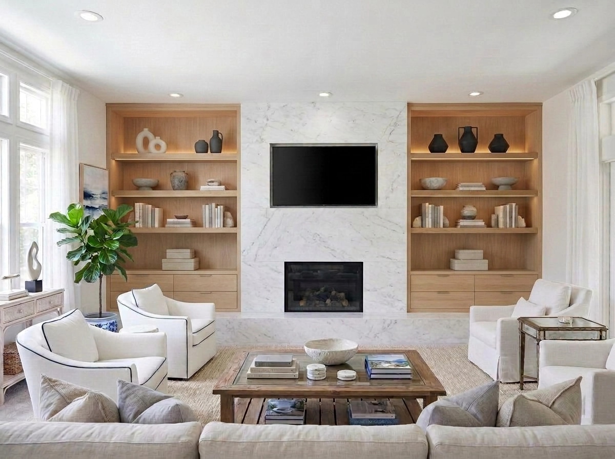 Interior design in Coastal / Hamptons style — Living Room by GenRoom AI
