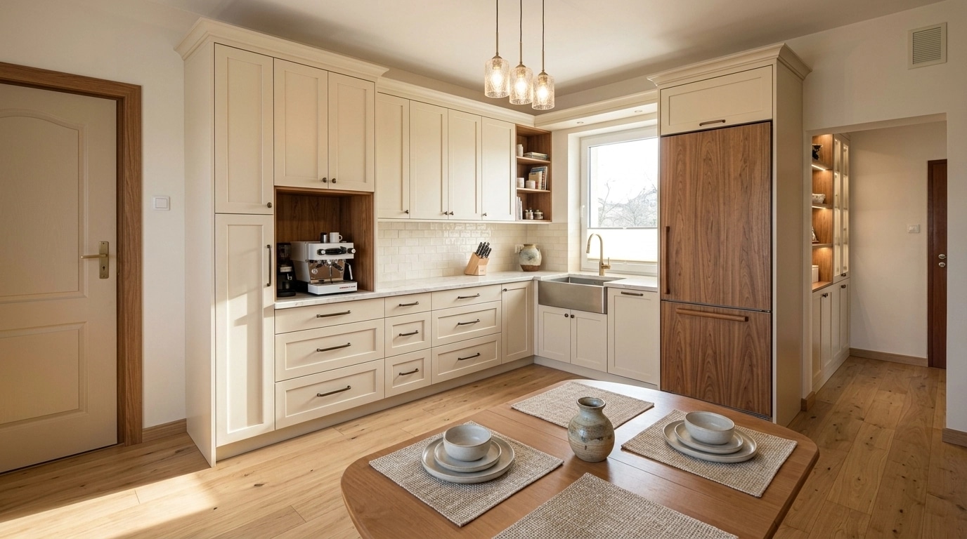 Kitchen interior in Transitional style — photo by GenRoom AI