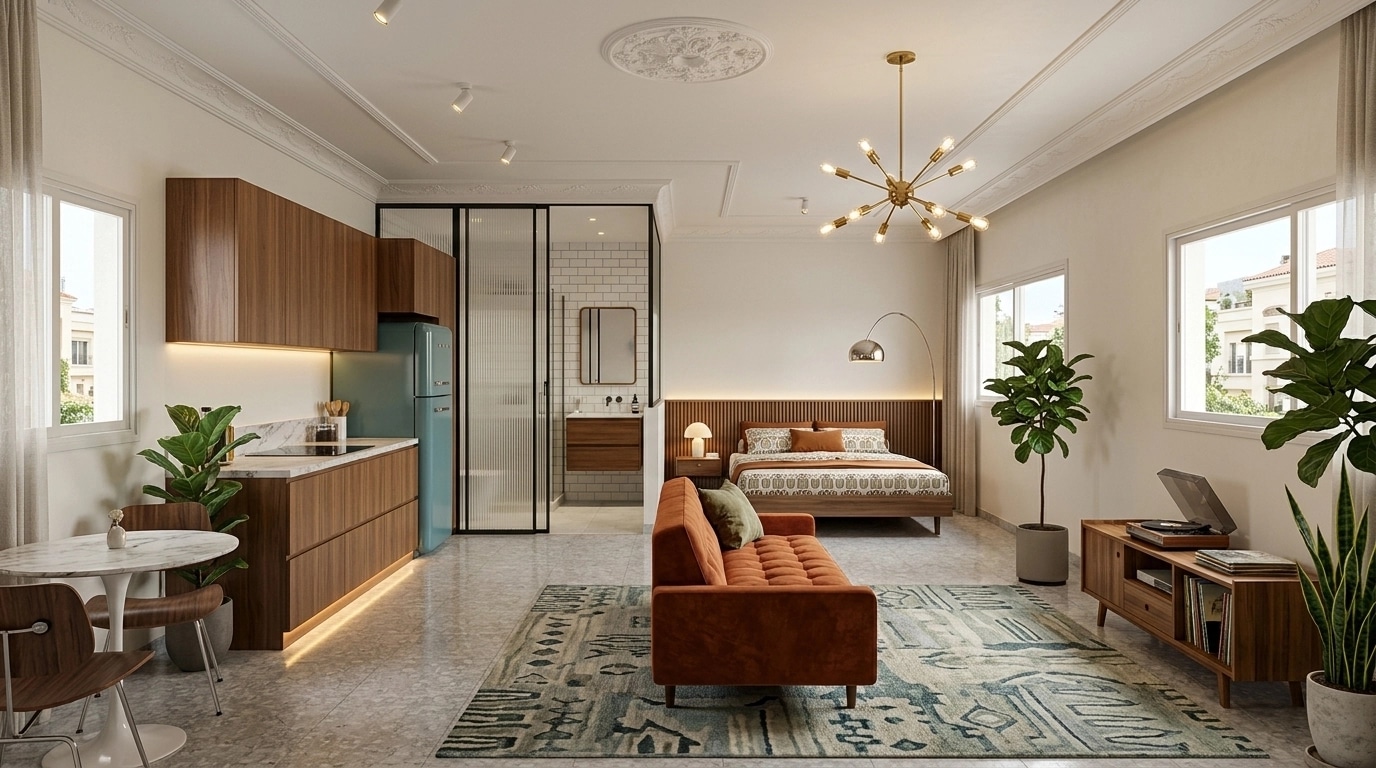 Design de interiores em estilo Mid-Century Modern — studio por GenRoom AI