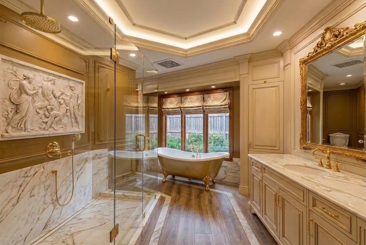 Bathroom interior in Neoclassic style — photo by GenRoom AI