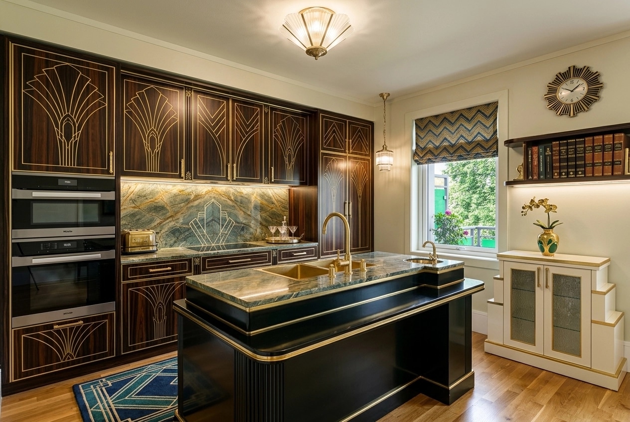 Kitchen interior in Art Deco style — photo by GenRoom AI
