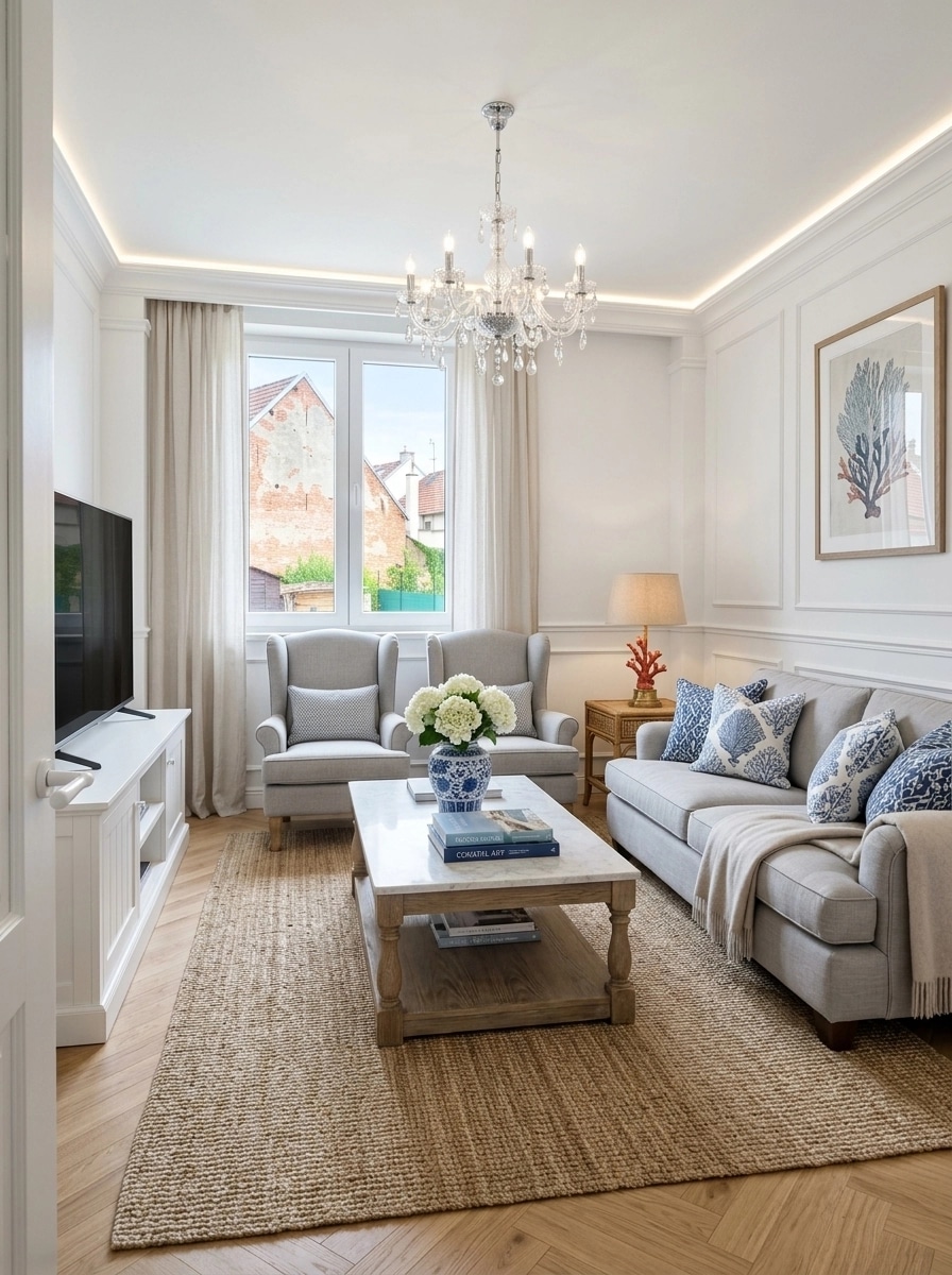 Interior design in Coastal / Hamptons style — Living Room by GenRoom AI