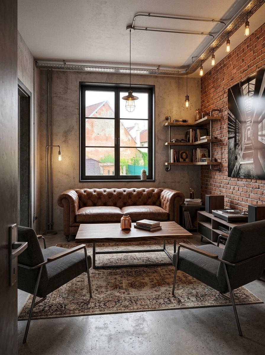 Interior design in Loft / Industrial style — Living Room by GenRoom AI