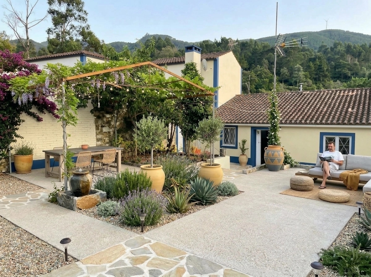 Landscape design in Mediterranean Yard style — Yard by GenRoom AI