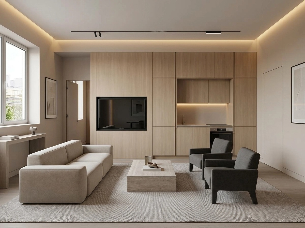 Interior design in Minimalism style — Living Room by GenRoom AI