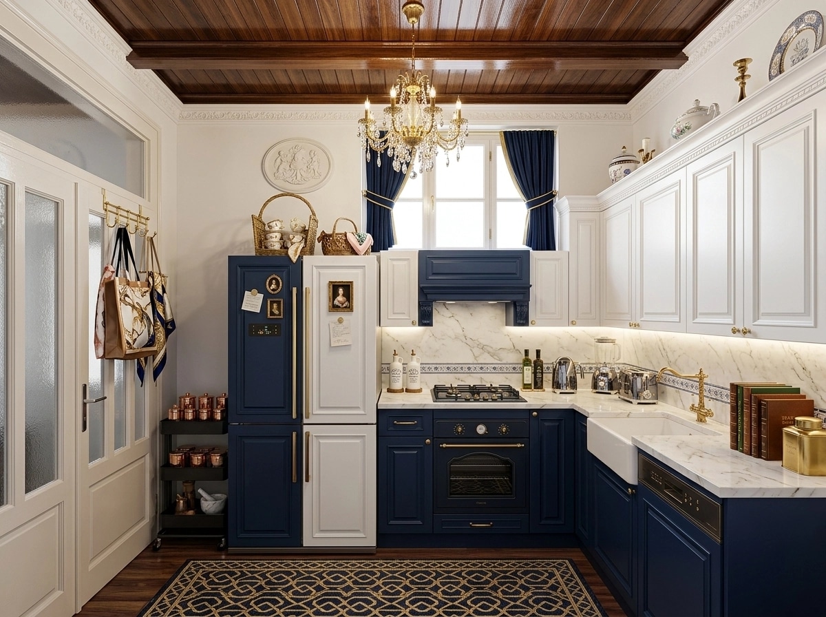 Kitchen interior in Neoclassic style — photo by GenRoom AI