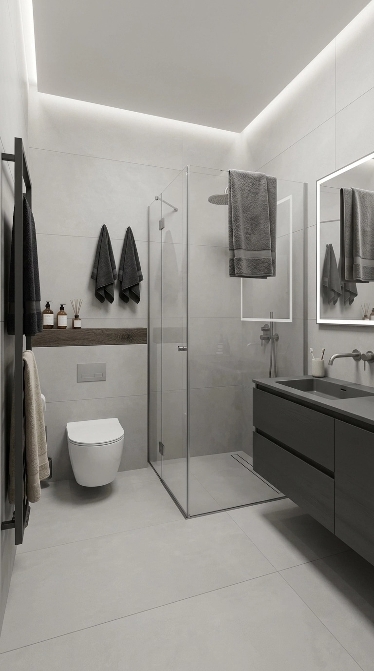 Bathroom interior in Minimalism style — photo by GenRoom AI
