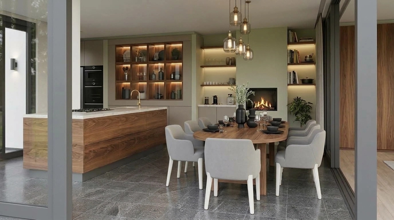 Interior design in Mid-Century Modern style — Kitchen by GenRoom AI