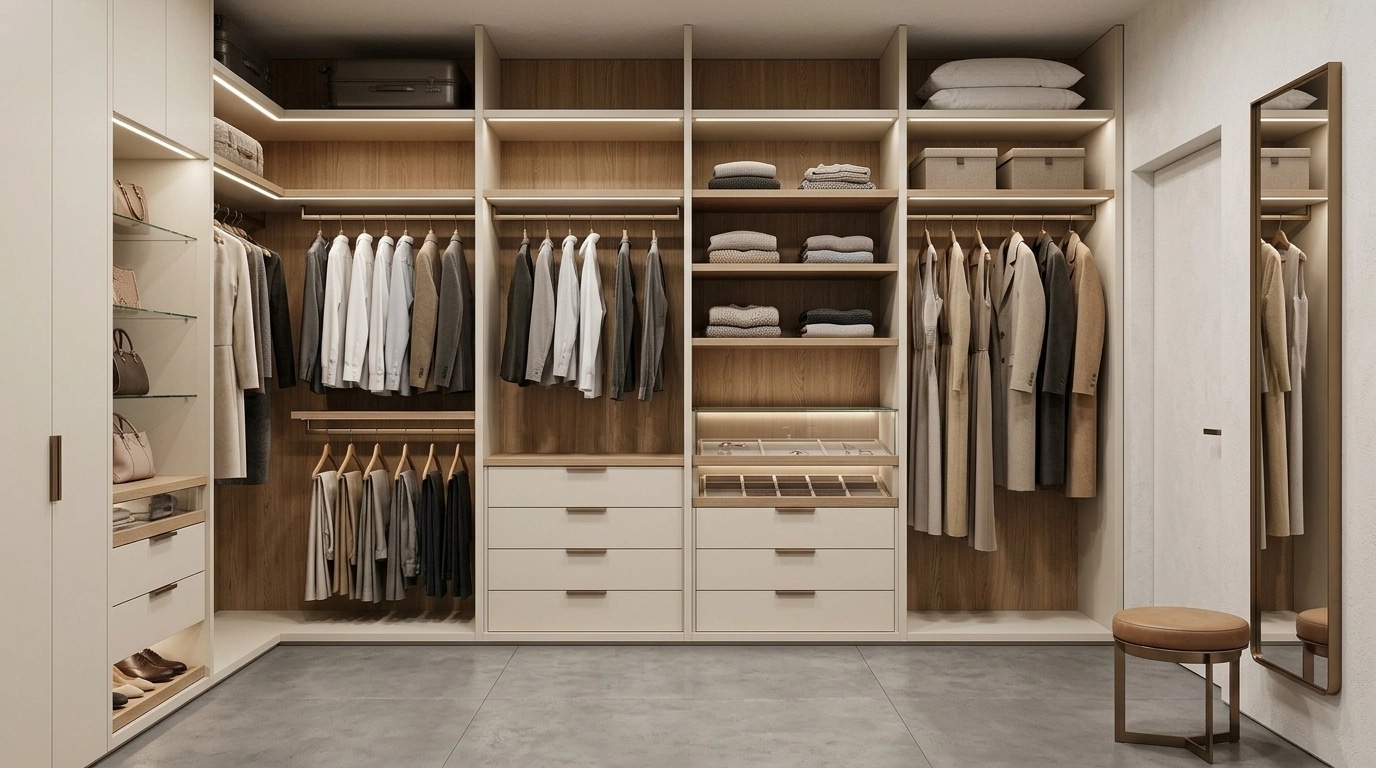 Interior design in Minimalism style — wardrobe by GenRoom AI