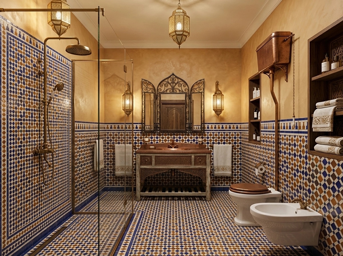 Andalusian Bathroom design — interior photo by GenRoom AI