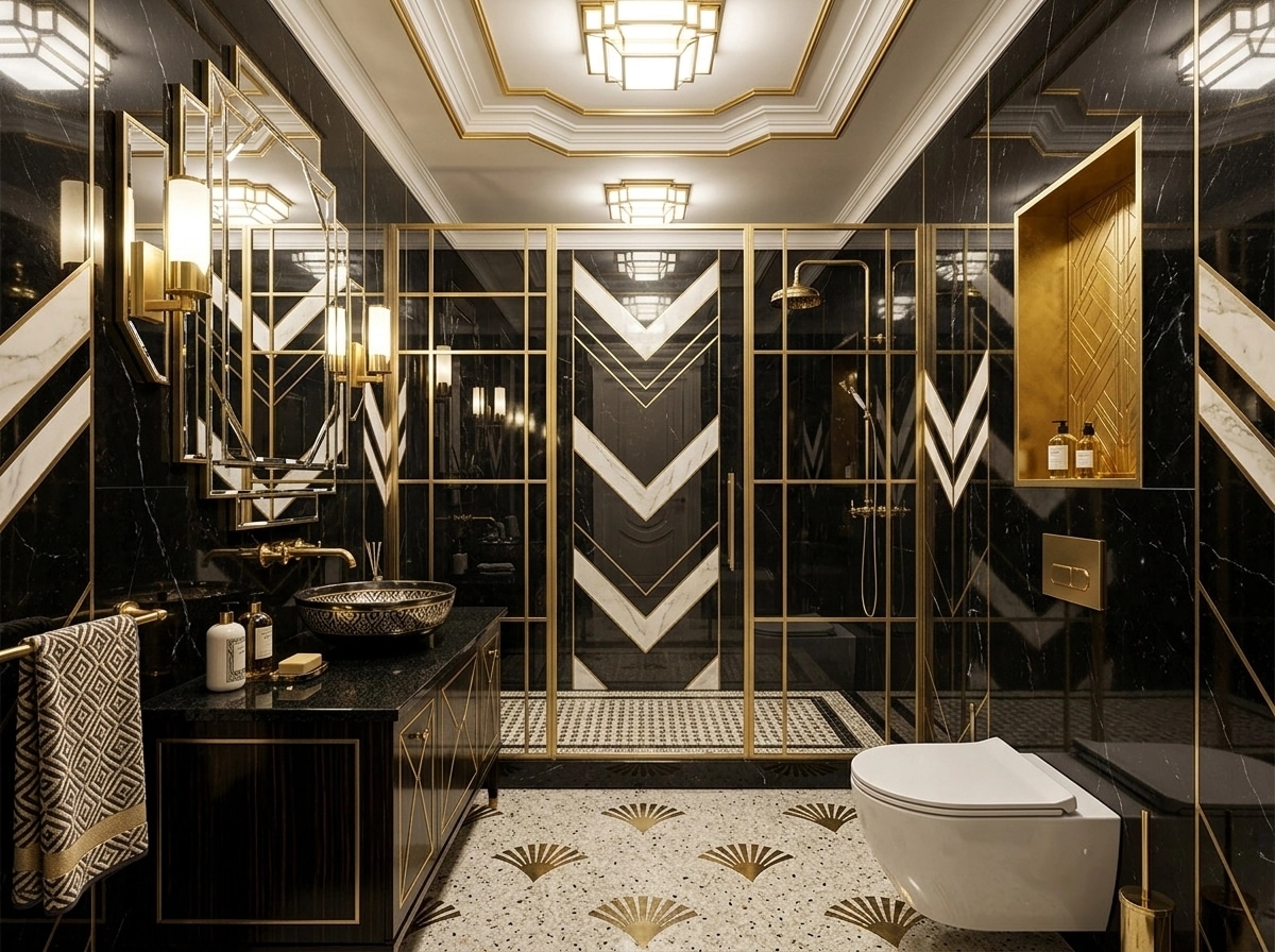 Design de interiores em estilo Art Deco — Banheiro por GenRoom AI