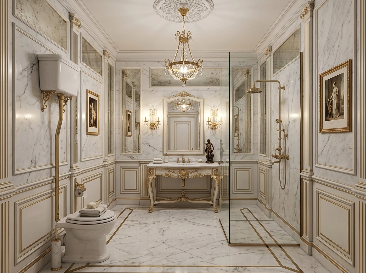 Bathroom interior in Neoclassic style — photo by GenRoom AI