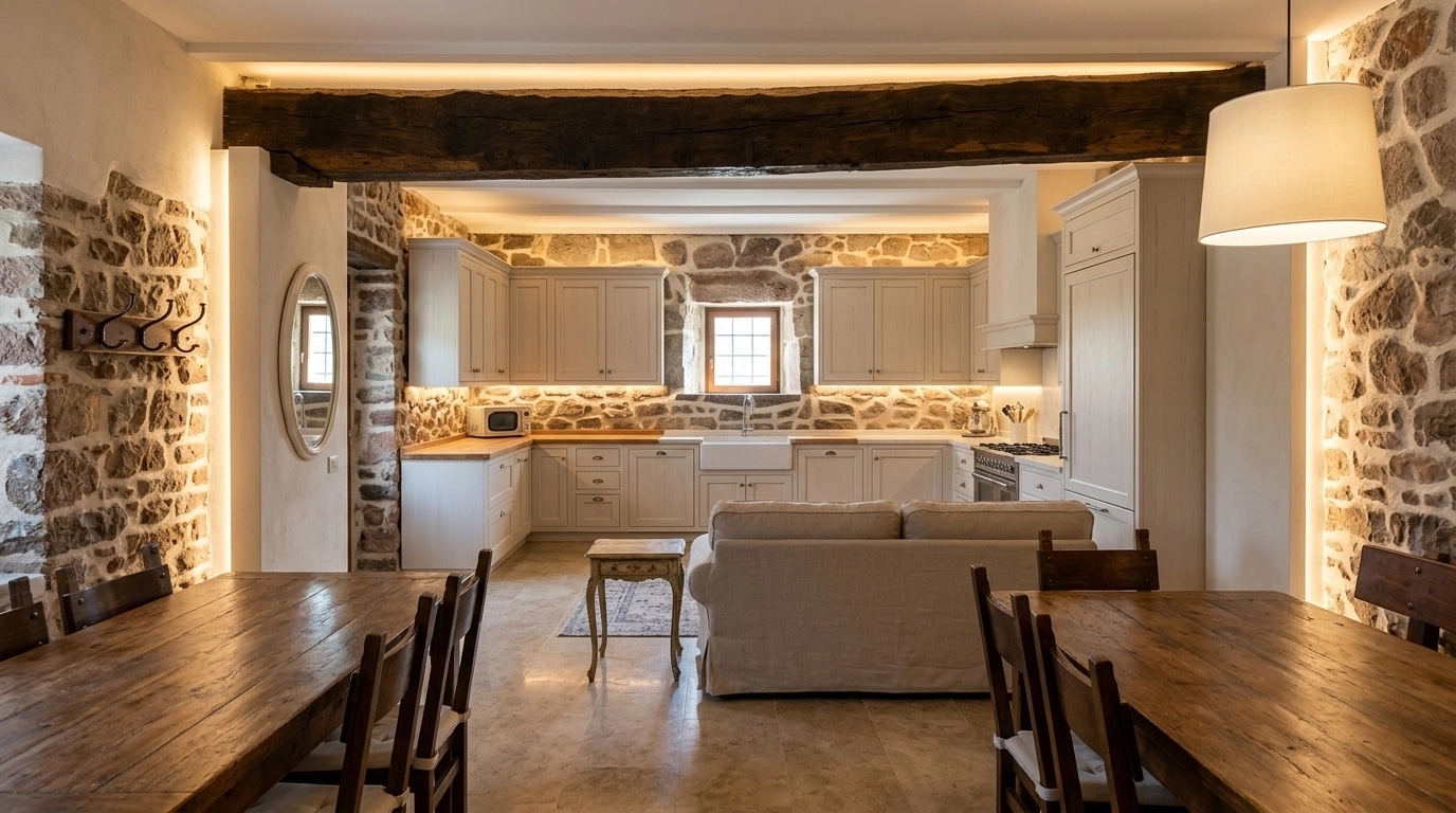 Kitchen interior in Modern Farmhouse style — photo by GenRoom AI