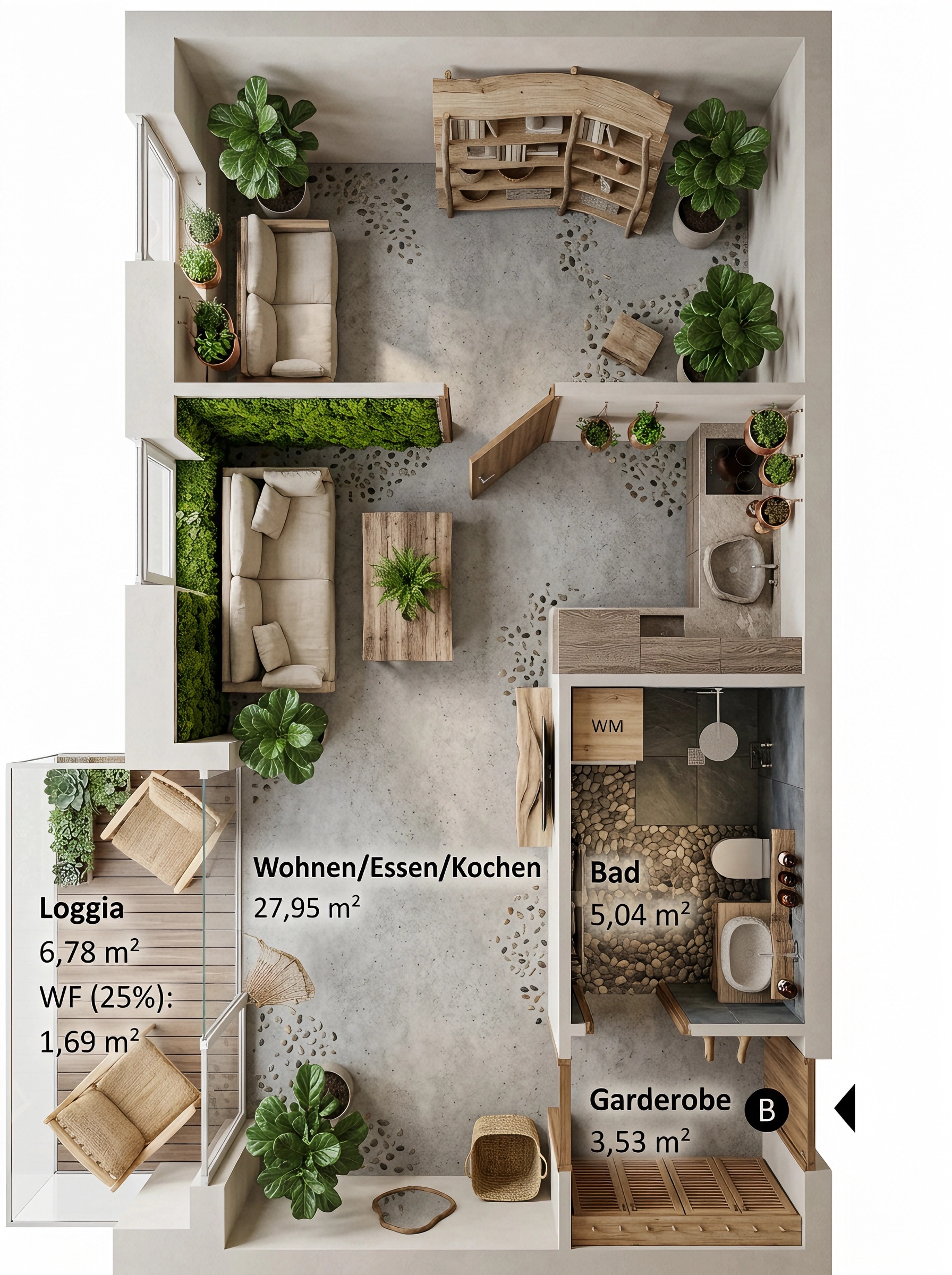 Interior design in Biophilic style — Living Room by GenRoom AI