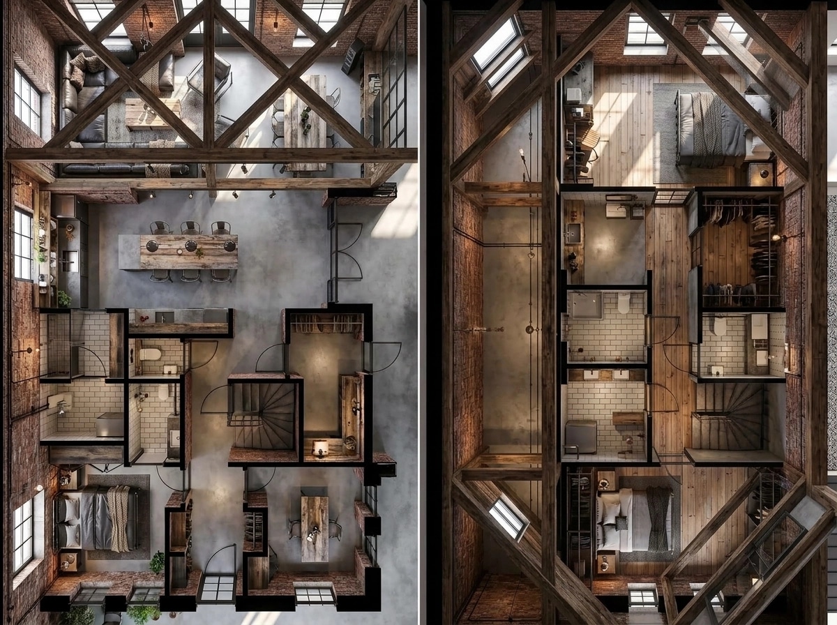 Interior design in Loft / Industrial style — Living Room by GenRoom AI