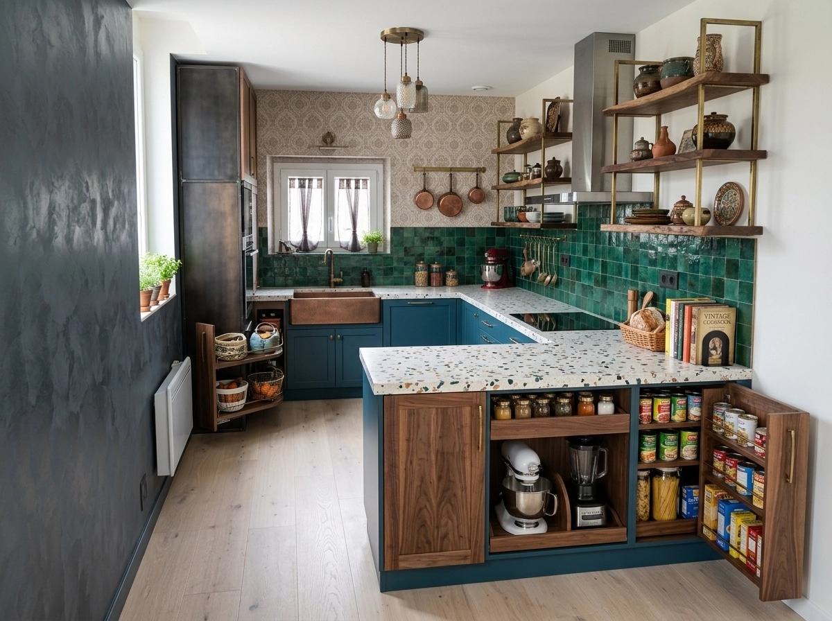 Kitchen interior in Eclectic style — photo by GenRoom AI