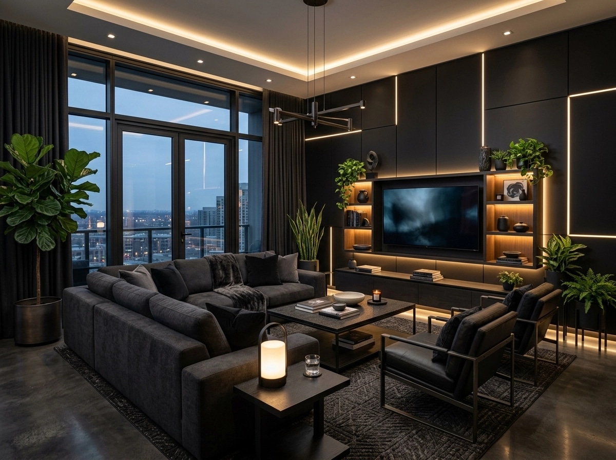 Blacktec Living Room design — interior photo by GenRoom AI