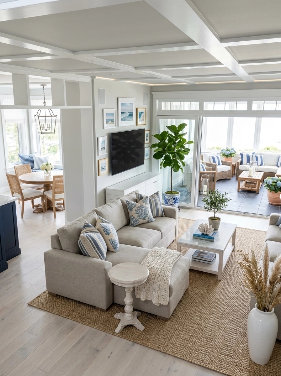 Coastal / Hamptons غرفة المعيشة design — interior photo by GenRoom AI