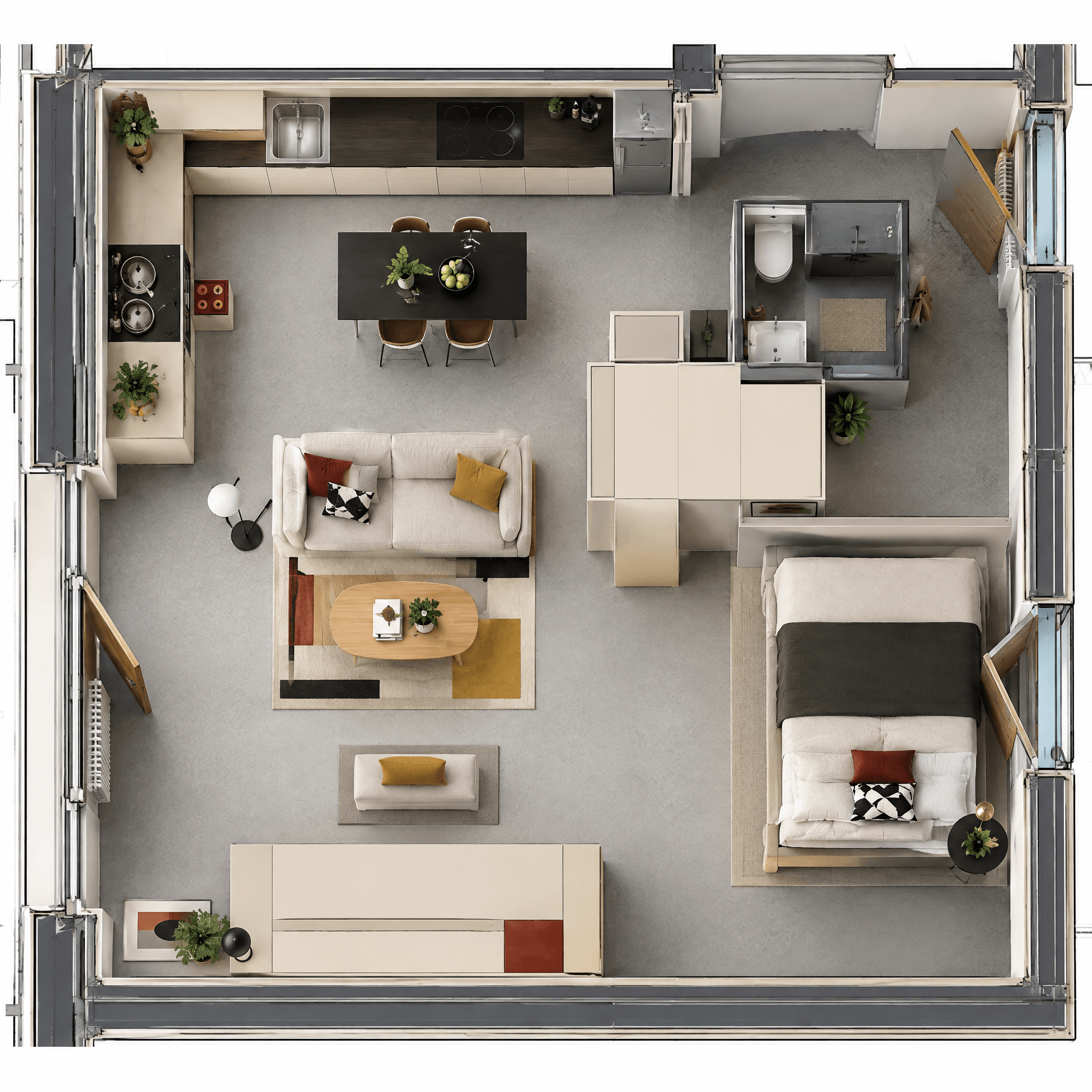 Interior design in Bauhaus style — Living Room by GenRoom AI