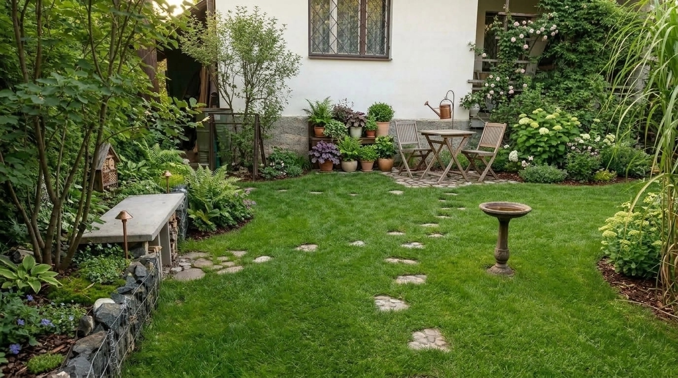 Landscape design in Eco Natural Garden style — Yard by GenRoom AI