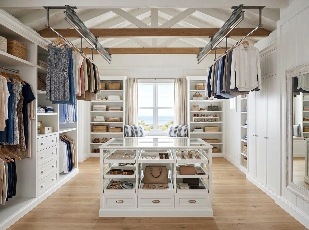 Interior design in Coastal / Hamptons style — wardrobe by GenRoom AI