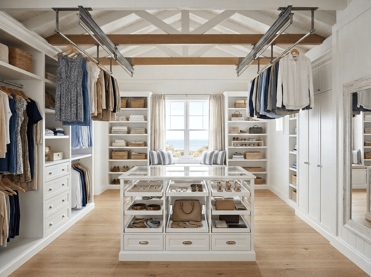 Interior design in Coastal / Hamptons style — wardrobe by GenRoom AI