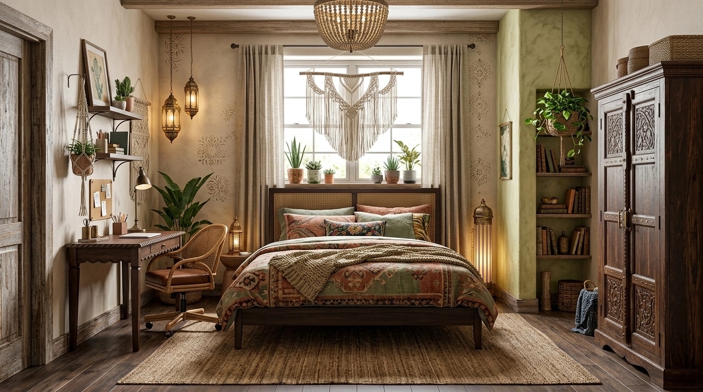 Interior design in Bohemian style — Bedroom by GenRoom AI