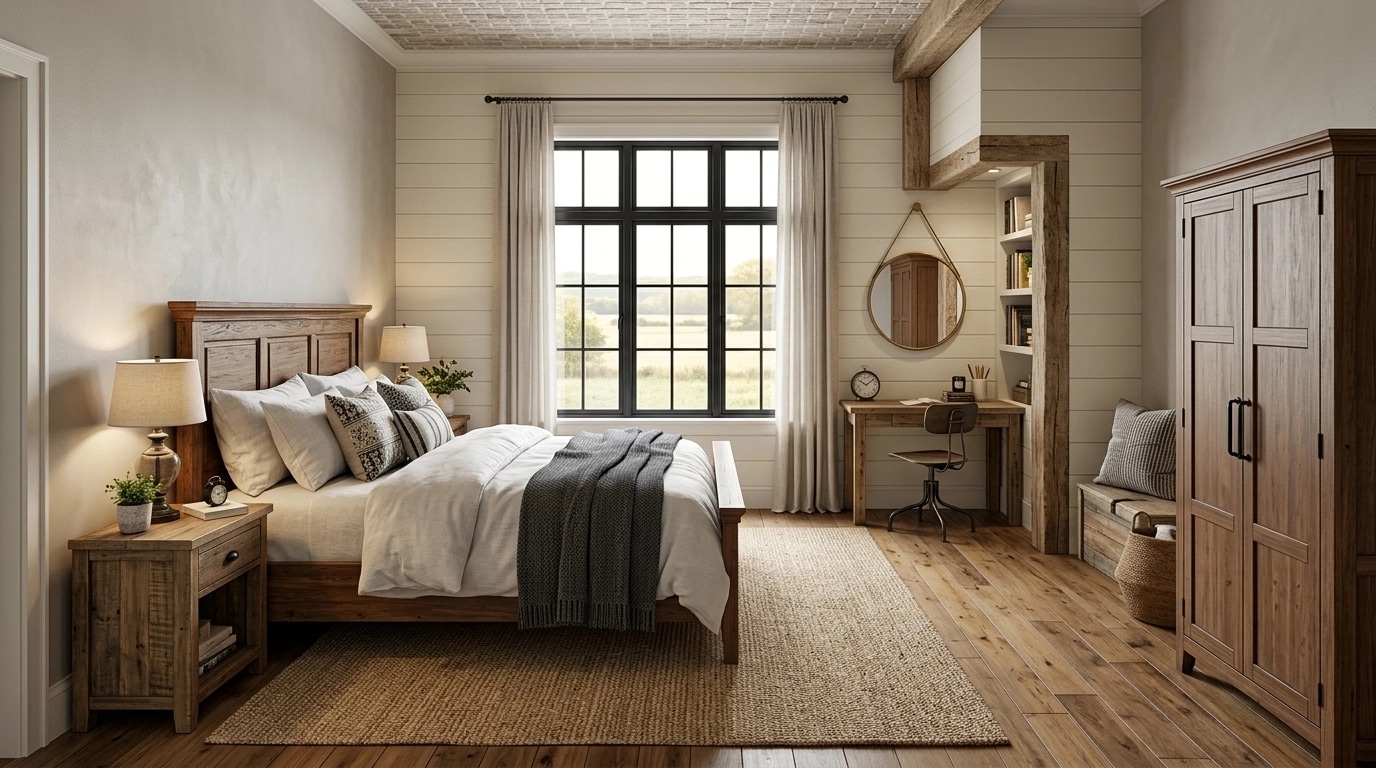 Interior design in Modern Farmhouse style — Bedroom by GenRoom AI