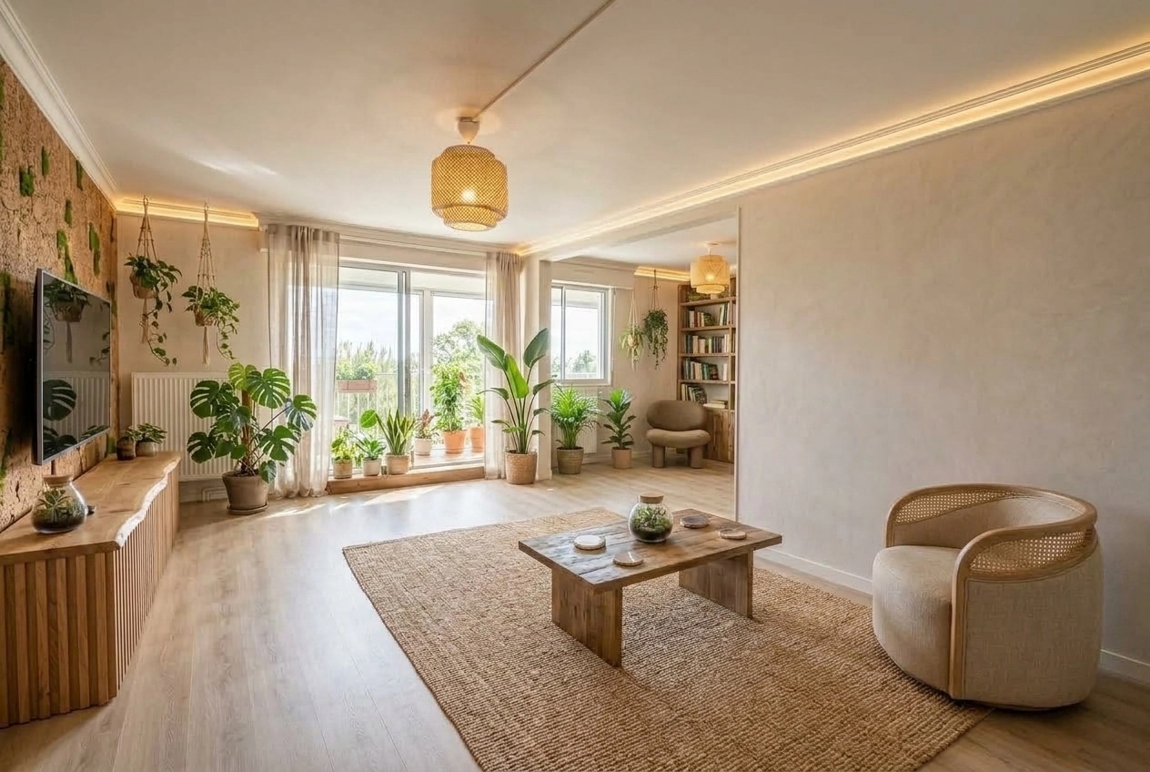 Interior design in Biophilic style — Living Room by GenRoom AI