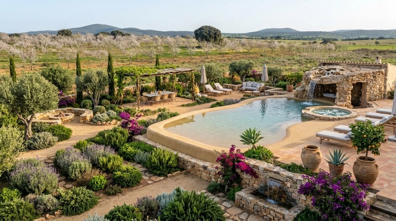 Landscape design in Mediterranean Yard style — Yard by GenRoom AI