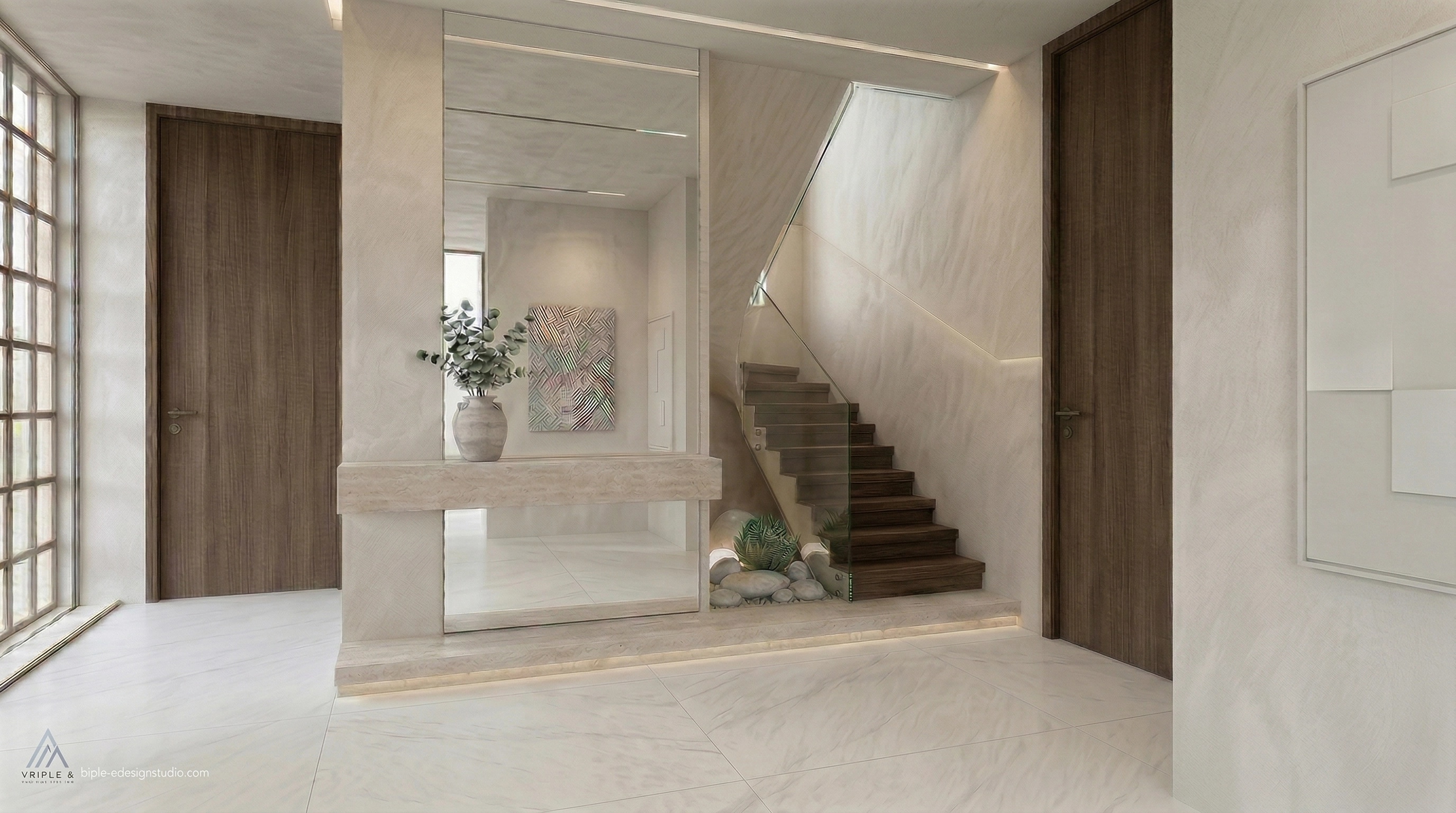 Hallway interior in Minimalism style — photo by GenRoom AI