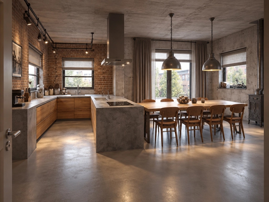 Loft / Industrial Kitchen design — interior photo by GenRoom AI