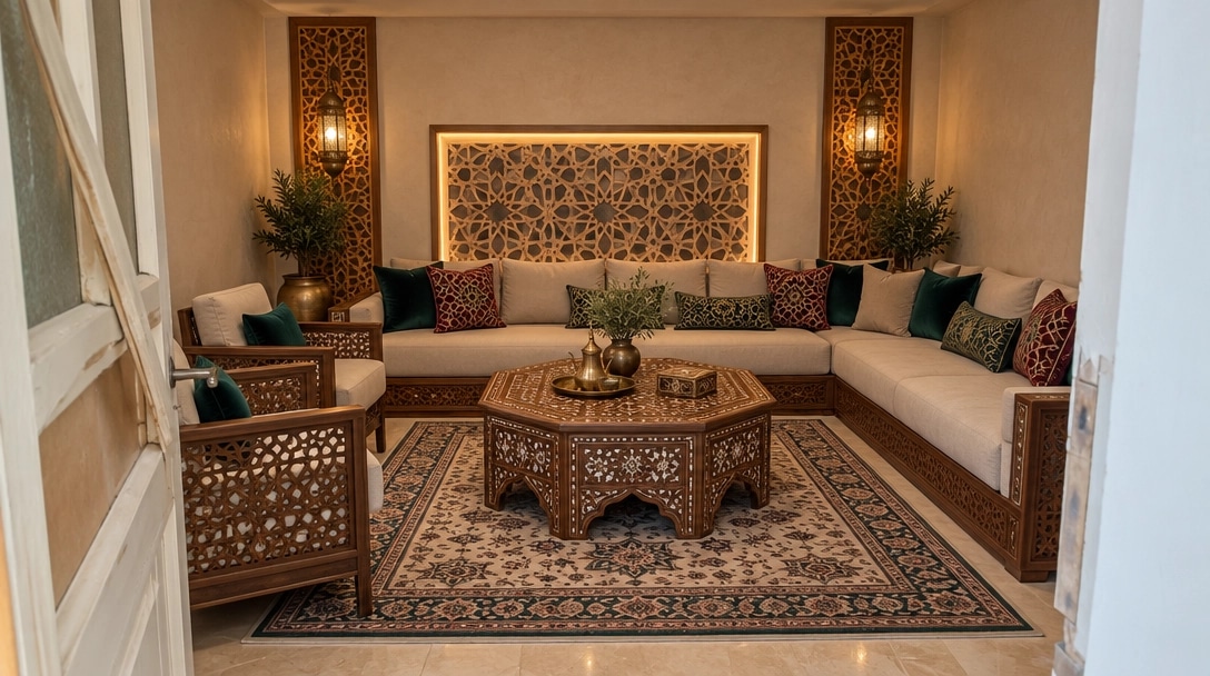 Interior design in Islamic Geometric style — Living Room by GenRoom AI