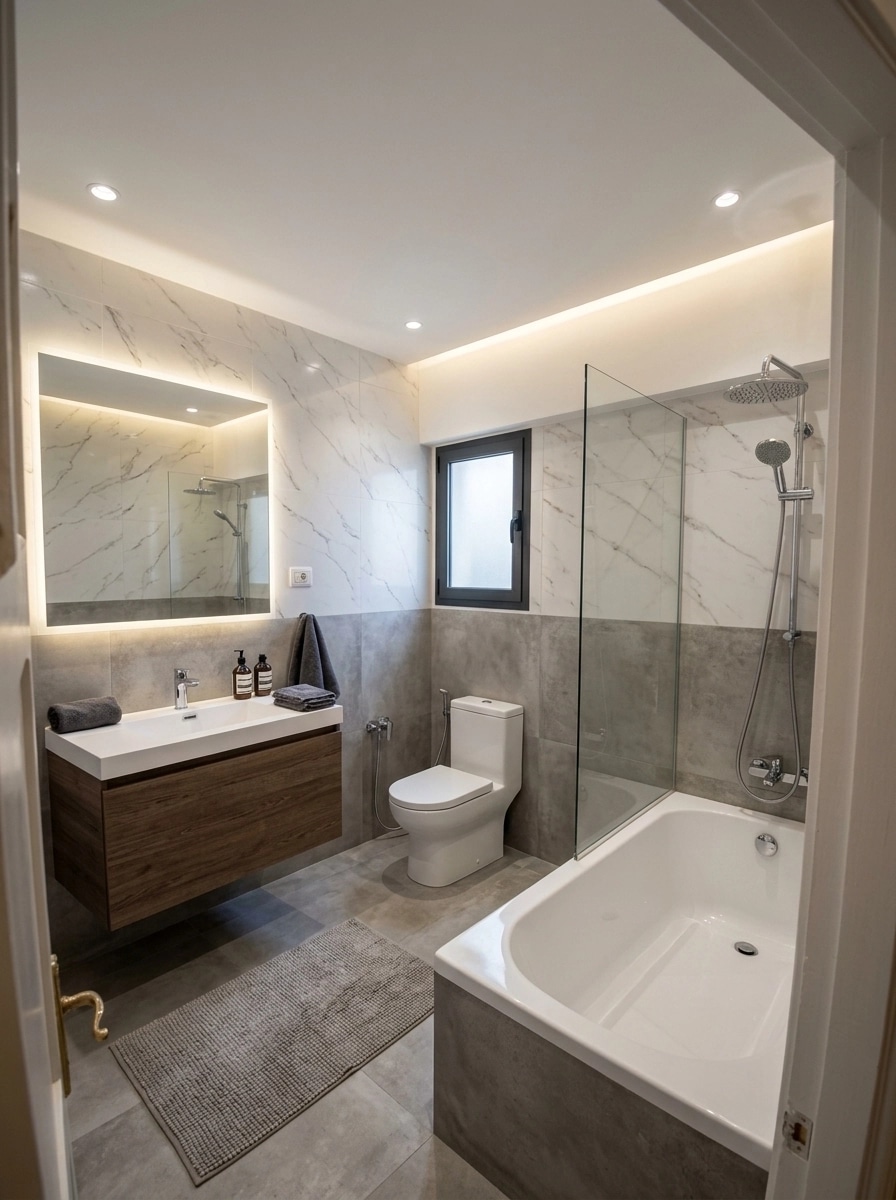 Contemporary Bathroom design — interior photo by GenRoom AI