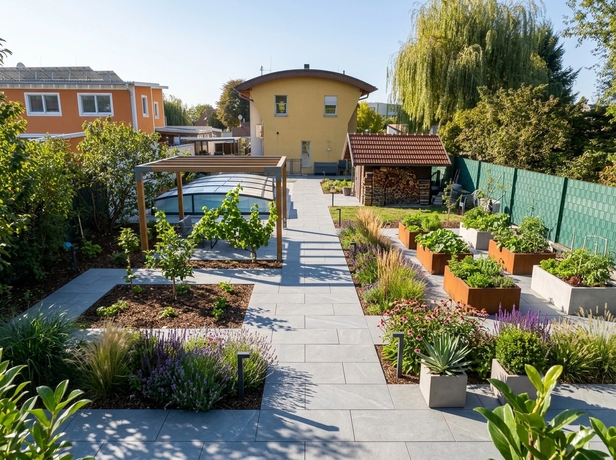 Design paisagístico em estilo Contemporary Yard — Jardim por GenRoom AI