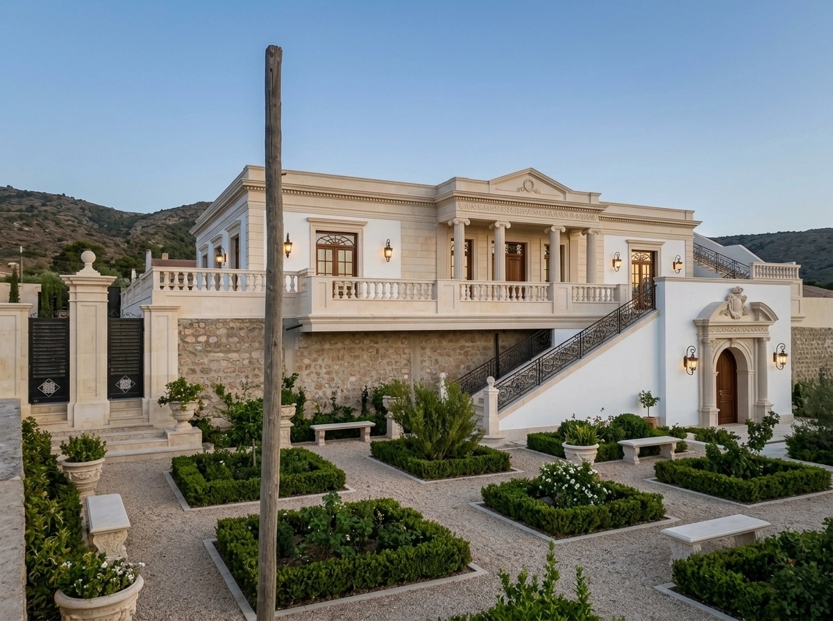 Neoclassic Facade Fachada design — facade photo by GenRoom AI