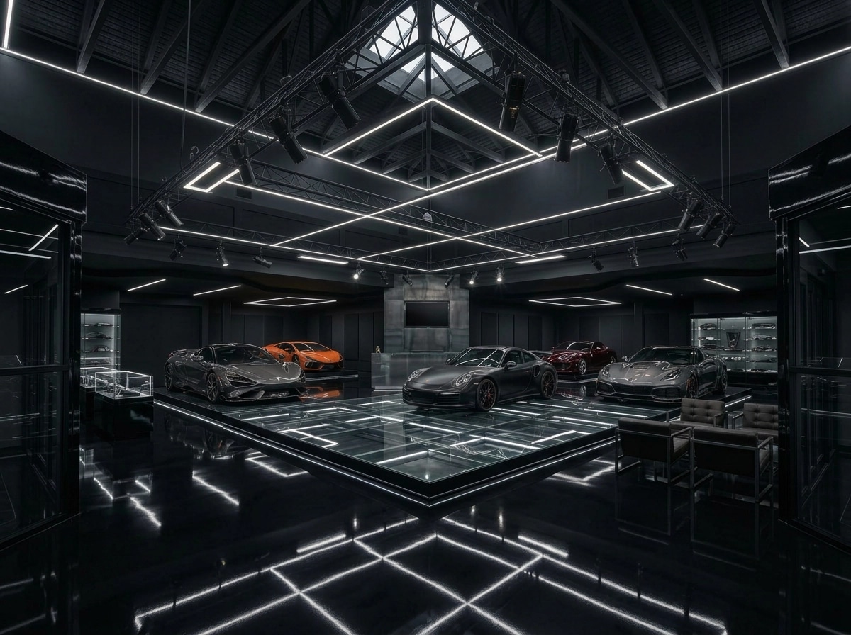 Interior design in Blacktec style — showroom by GenRoom AI