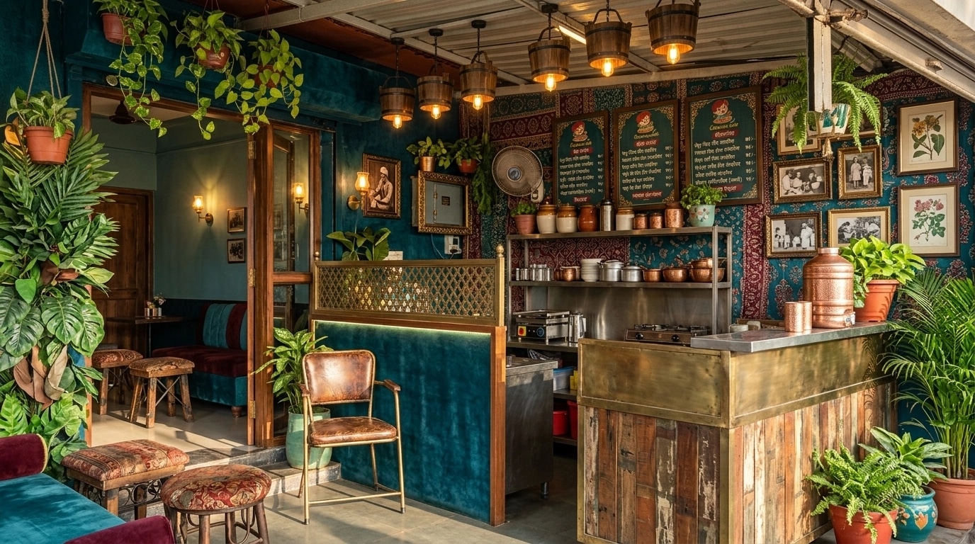 Design d'interni in stile Maximalist — cafe di GenRoom AI