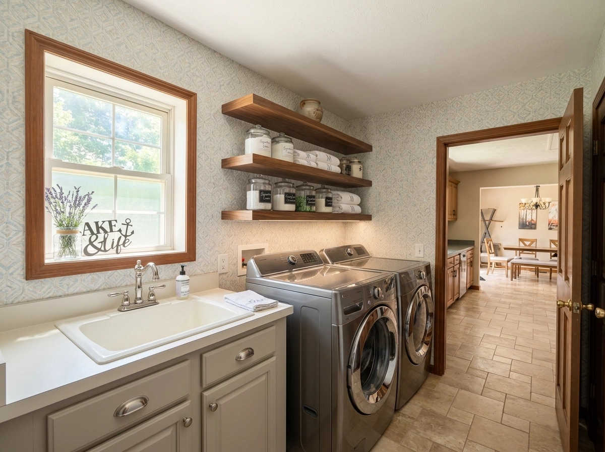 Interior design in Transitional style — laundry by GenRoom AI