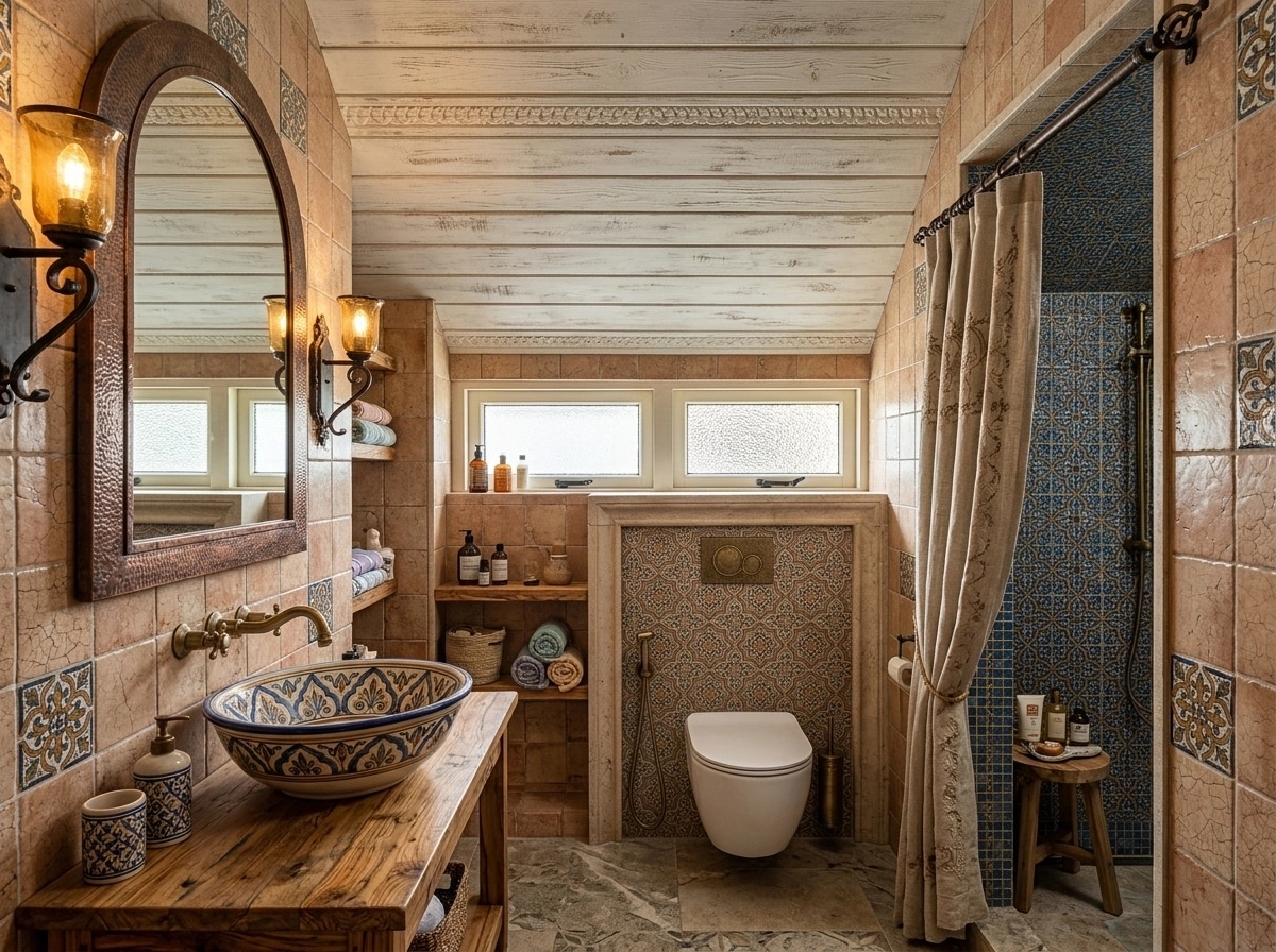 Bathroom interior in Mediterranean style — photo by GenRoom AI