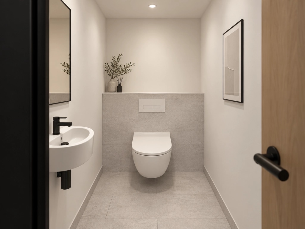 Bathroom interior in Minimalism style — photo by GenRoom AI