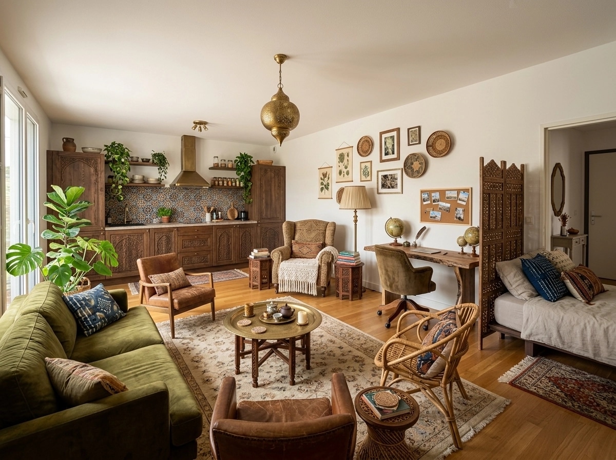 Interior design in Bohemian style — Living Room by GenRoom AI
