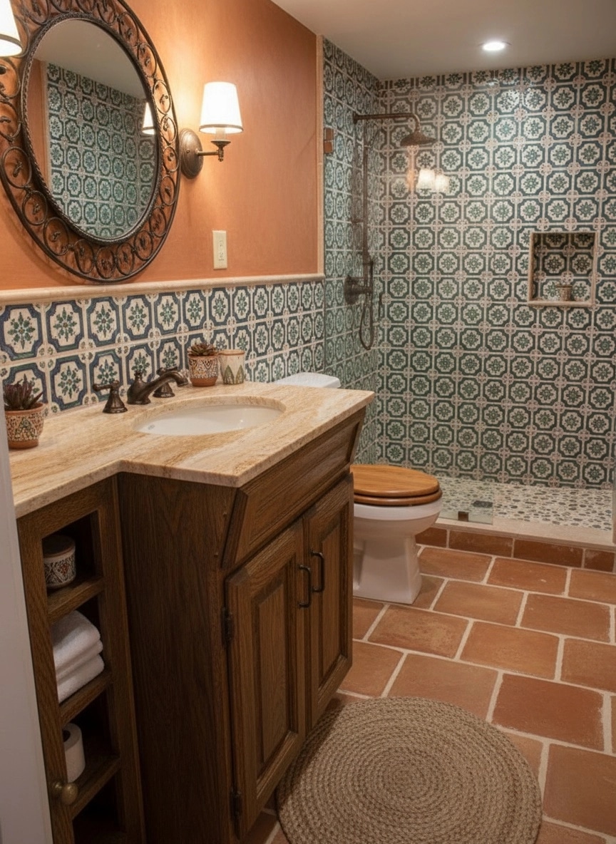 Bathroom interior in Mediterranean style — photo by GenRoom AI