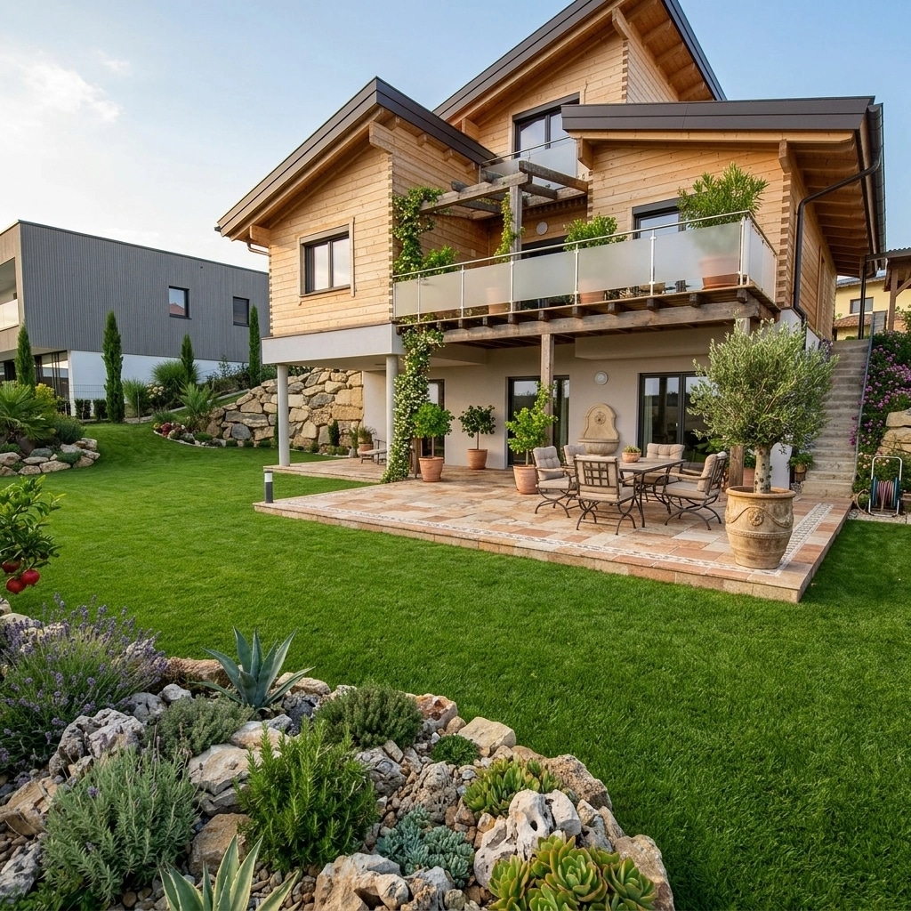 Landscape design in Mediterranean Yard style — Yard by GenRoom AI