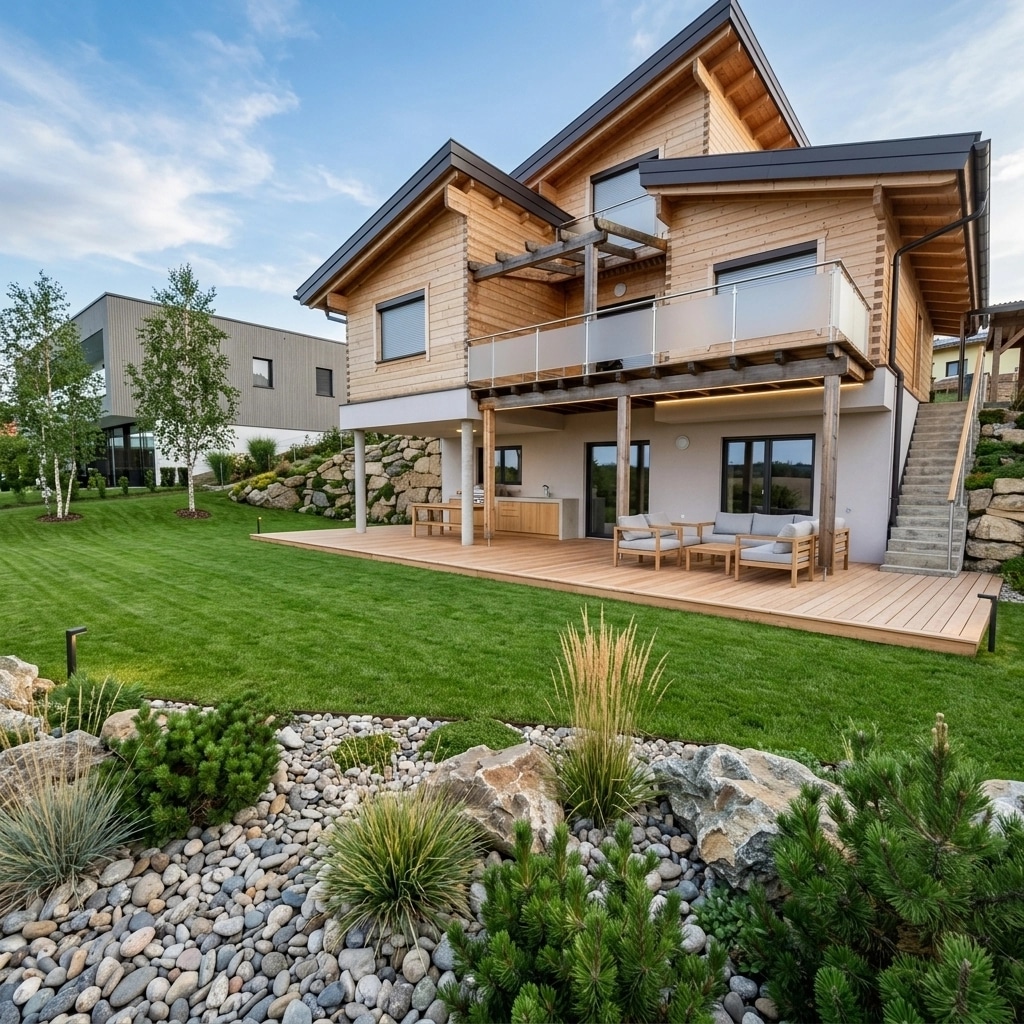Landscape design in Scandinavian Garden style — Yard by GenRoom AI