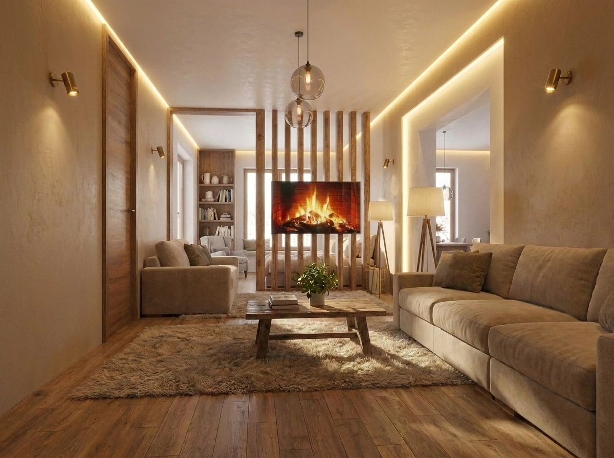 Интерьер дизайны Coastal / Hamptons стилінде — GenRoom AI жасаған Қонақ бөлме