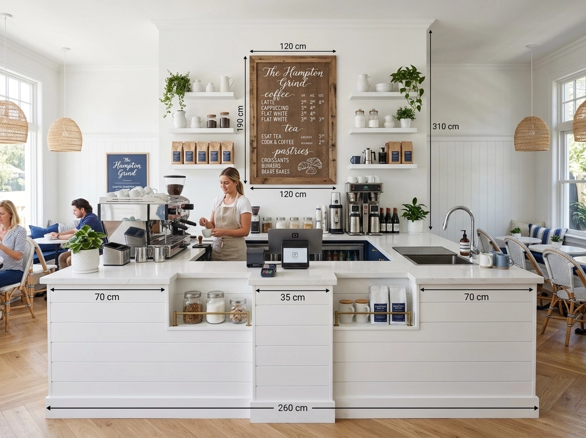 Interior design in Coastal / Hamptons style — coffee_shop by GenRoom AI