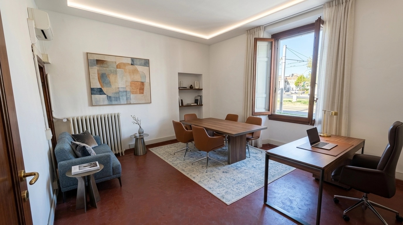 Office interior in Contemporary style — photo by GenRoom AI