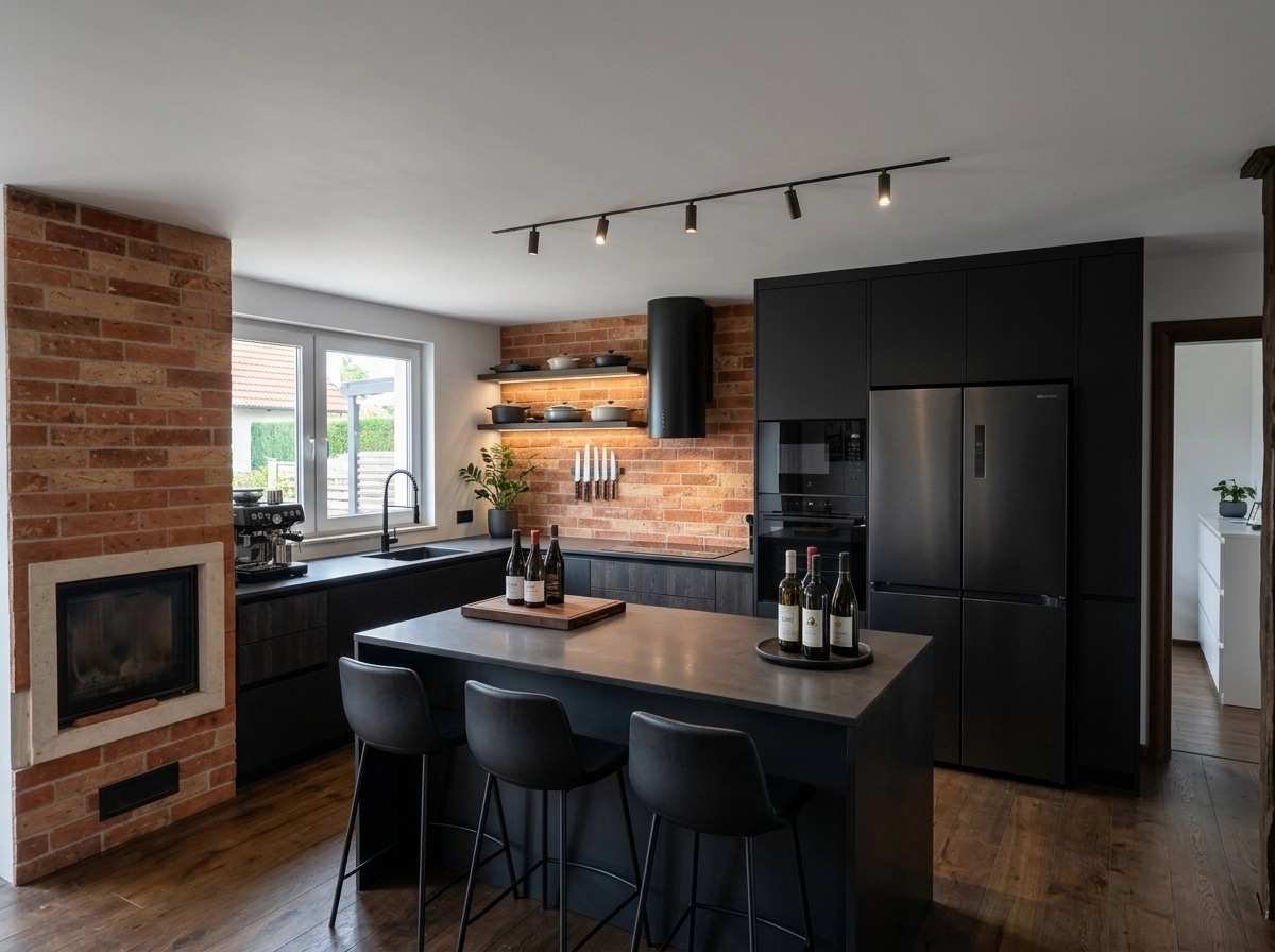 Design de interiores em estilo Blacktec — Cozinha por GenRoom AI